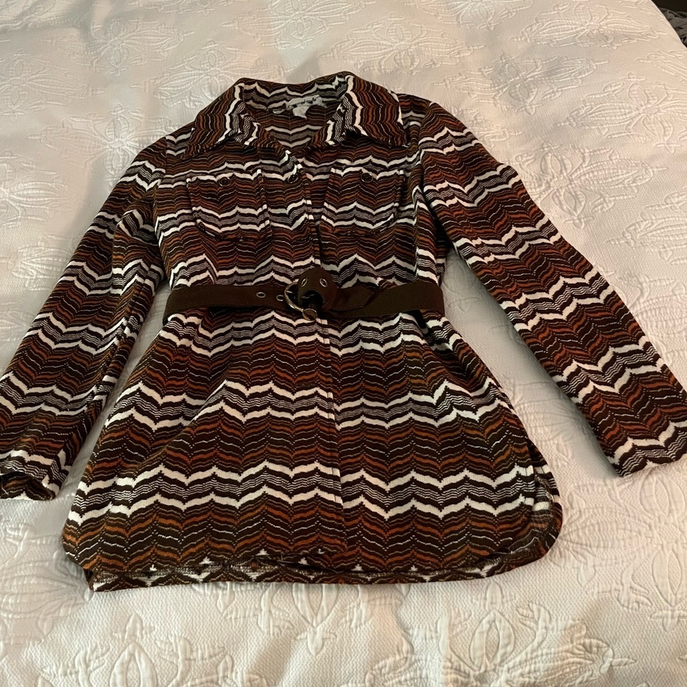 Vintage 1970s Multicolor Zigzag Patterned Jacket - image 1